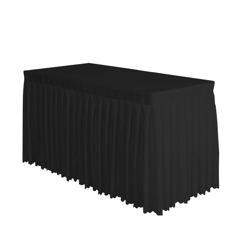 Surmente Black Table Skirt for Rectangle Tables-14ft Black Skirting for Teacher Desks, Weddings, Banquets, or Parties - Image 1